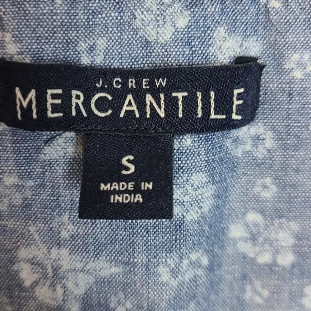 J. Crew Womens Floral Chambray Surplice Mini Dress Size S Ruffle Hem Preppy Tie